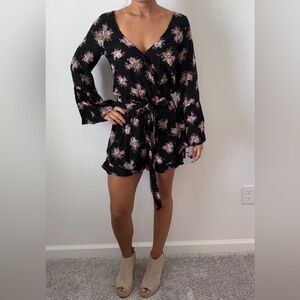 Elegant Black Floral Romper
